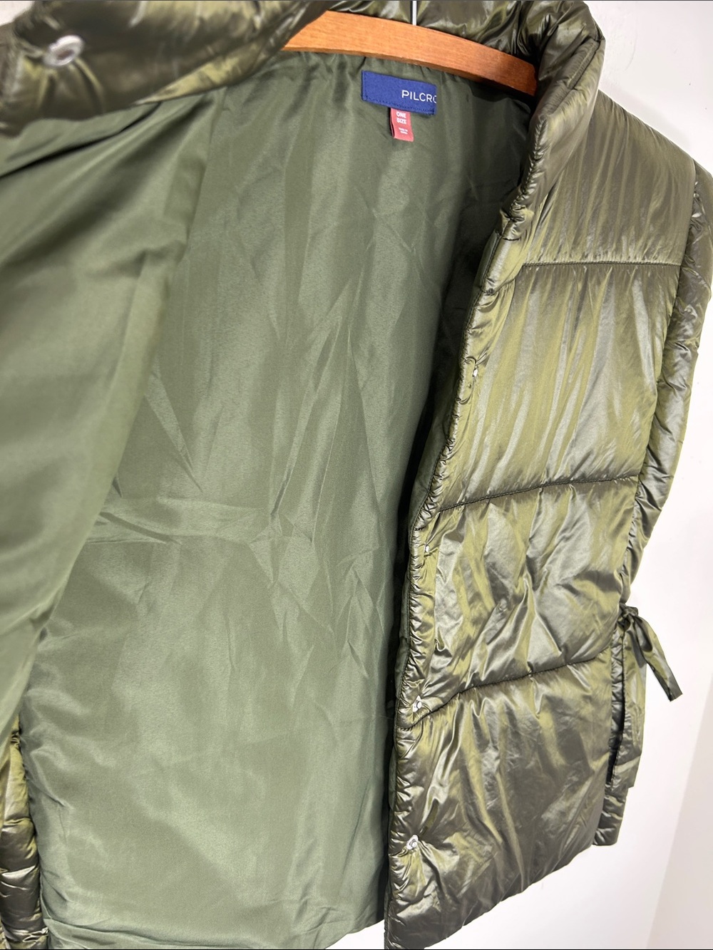 ANTHROPOLOGIE PILCRO Packable Puffer Vest Olive Green One Size - Picture 10 of 15